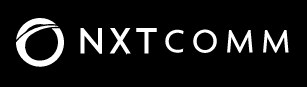 A black and white image of the next computer logo.