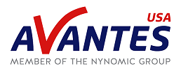 A red and blue ant logo