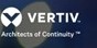 A blue banner with the words " vertiv " in white.