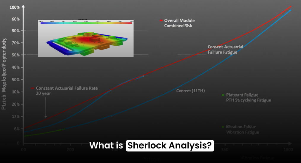 A visual representation of PCB Sherlock Analysis, focusing on combined risk and fatigue in 2025 PCB design.